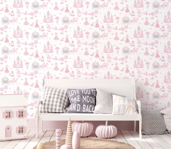 Fairytale pink/grey - tapet - 10.00x0.53...