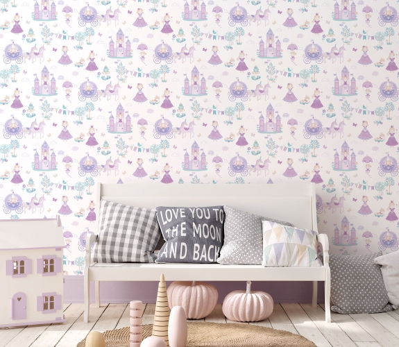 Fairytale lilla/tyrkis - tapet - 10.00x0...