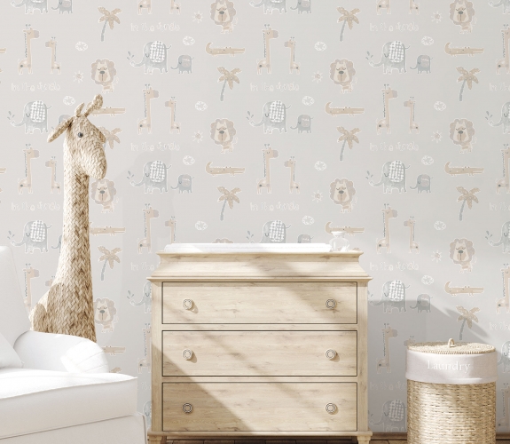Jungle Friends greige/tan - tapet - 10.0...
