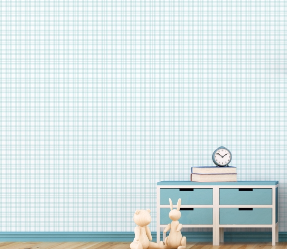 Plaid tyrkis - tapet - 10.00x0.53m - fra...