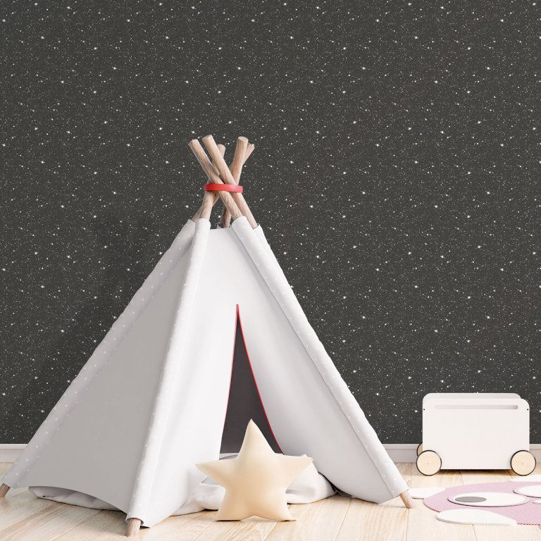 Space Sidewall sort/glitter - tapet - 10.00x0.53m - fra GALERIE