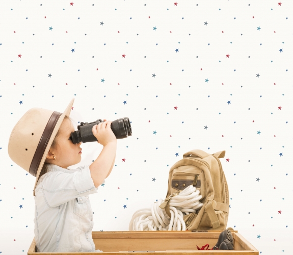 Stars navy/blå/rød - tapet - 10.00x0.53m...