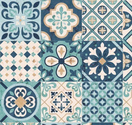 Lenco deco Tiles Cassablue 45cmx2m